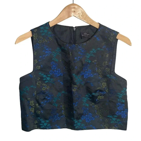 The Print Box London Floral Sleeveless Crop Top - Picture 1 of 3